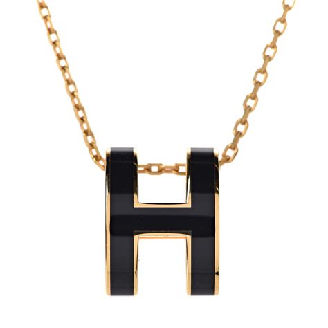 hermes h necklace gold